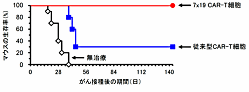 図1．固形がんに対する7x19 CAR-T細胞の治療効果