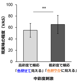 図2 中彩度刺激に対する現実味の程度