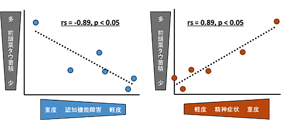 図2_脳内タウ蓄積と認知機能障害ならびに精神症状との関連