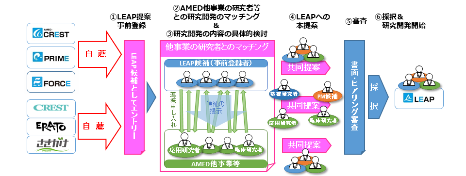 LEAP事前登録の流れ（詳細は上記本文に記載）