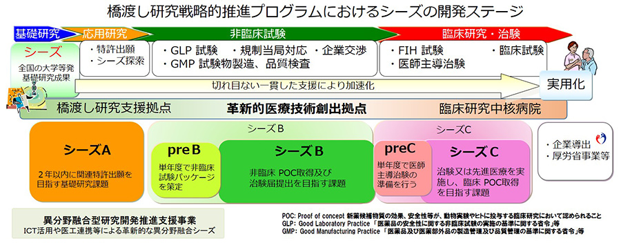 橋渡し研究戦略的推進プログラム概要図（詳細は本文中に記載）